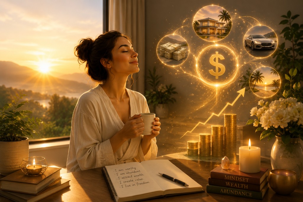 Morning affirmations and journaling ritual for wealth and abundance